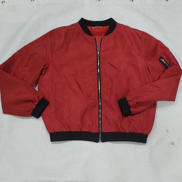 Other - Kids Red Bomber Jacket with Black Trim